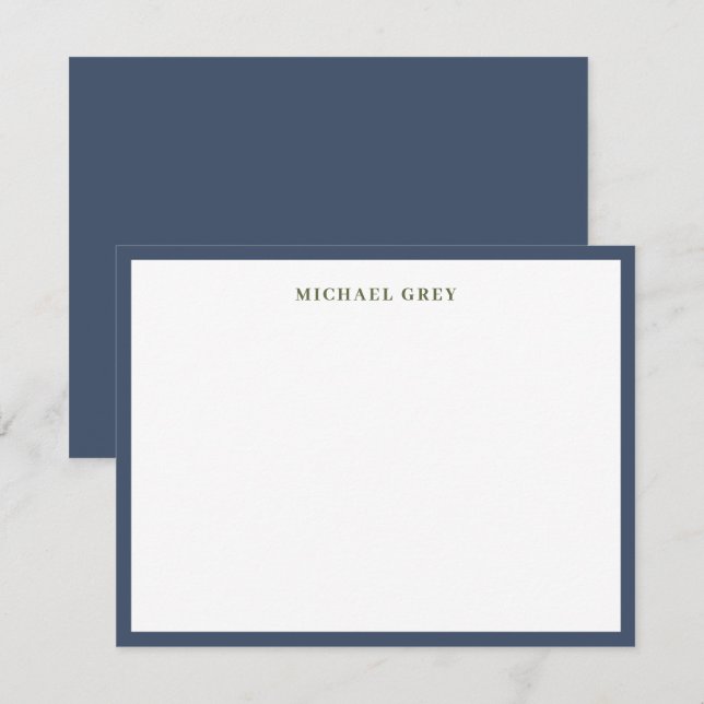 Carte De Correspondance Professionnel à bordure bleue moderne (Devant / Derrière)