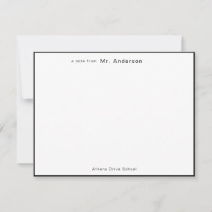 Carte De Correspondance Professionnel Simple Bordure noire Enseignants à p