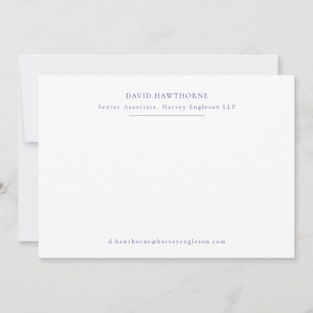 Carte De Correspondance Professionnel Simple Marine et White Note (Devant)
