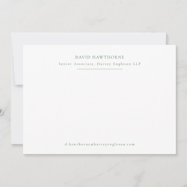 Carte De Correspondance Professionnel Simple Pine Green Note (Devant)