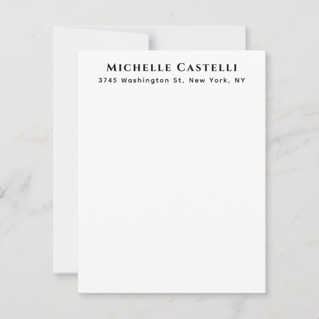Carte De Correspondance Professionnel Unique Classique Simple Noir & Blanc (Devant)