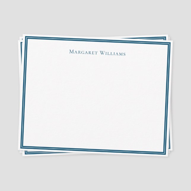 Carte de correspondance professionnelle moderne av (Blue border classic formal typography professional note card)
