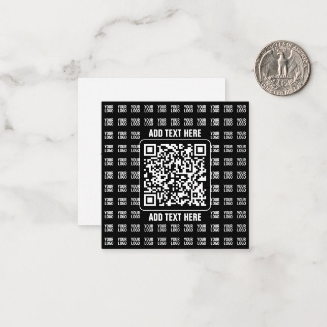 Carte De Correspondance Promotional QR code (editable) plus Logo Pattern (Devant/Arrière en situation)