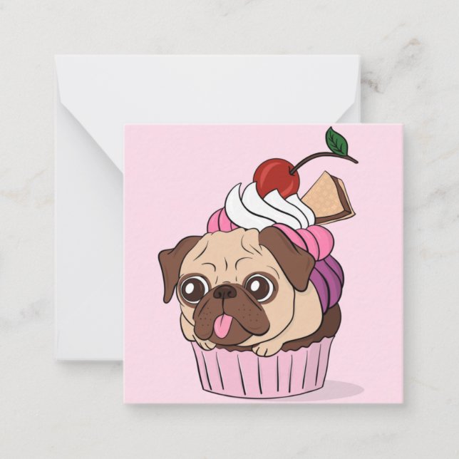 Carte De Correspondance Pug Cupcake (Devant)
