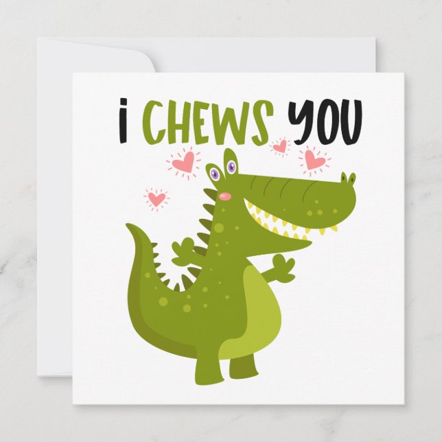 Carte De Correspondance Pun d'amour de drôle d'alligator (Devant)