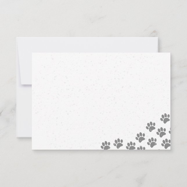 Carte De Correspondance Puppy Paw Prints And Gray Paint Splatter Custom (Dos)