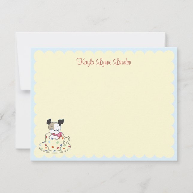Carte De Correspondance Puppy Teacup | Papeterie personnalisée pour enfant (Devant)