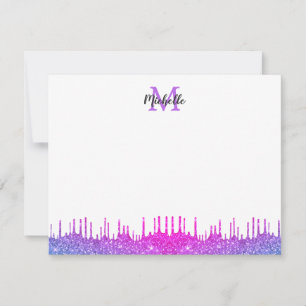 Carte De Correspondance Purple Ombre Parties scintillant Drives Script Mon