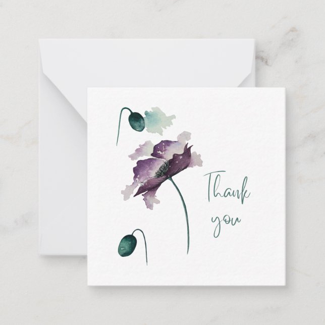 Carte De Correspondance Purple Poppy Thank You Flat Notecard (Devant)