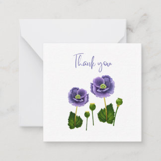 Carte De Correspondance Purple Poppy Thank You Flat Notecard 