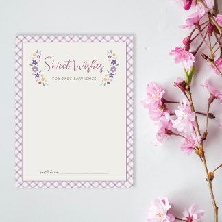 Carte De Correspondance Purple Sweet Floral Wishes For Baby Shower Card 