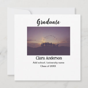 Carte De Correspondance QR blanc noir photoclassique annonce de graduation