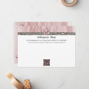 Carte De Correspondance QR Code Pink Soie & Foil Business