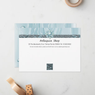 Carte De Correspondance QR Code Turquoise Blue Silk Foil Business