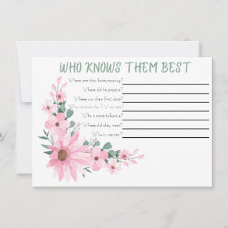Carte De Correspondance Qui connaît le mieux le couple Jeu de Baby Shower