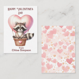 Carte De Correspondance Raccoon Balloon pour enfants de la Saint Valentin