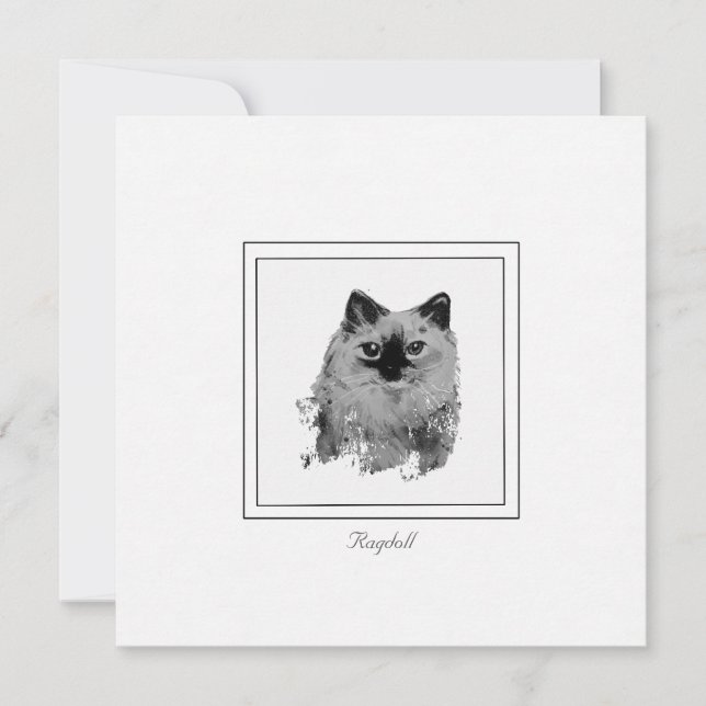 Carte De Correspondance Ragdoll Chat noir et blanc dessin (Devant)