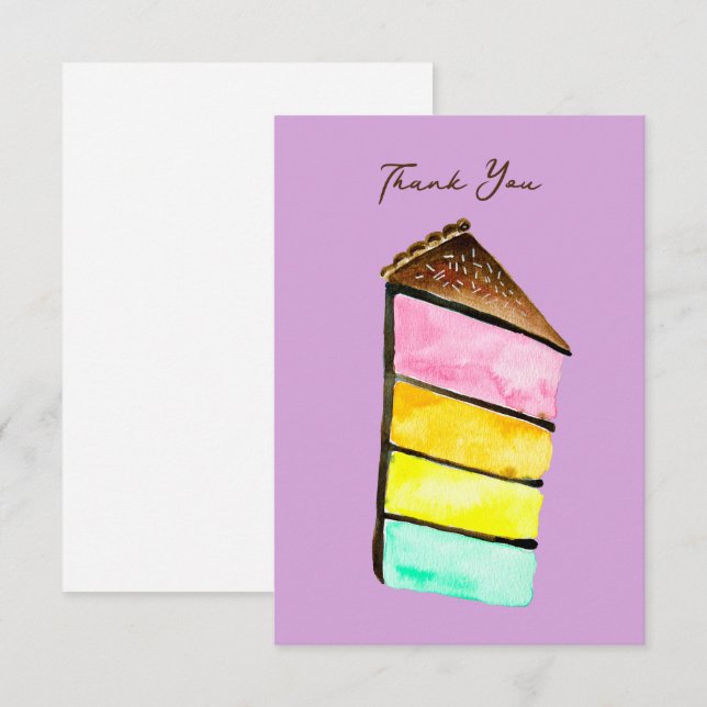 Carte De Correspondance Rainbow Cake watercolor (Devant / Derrière)