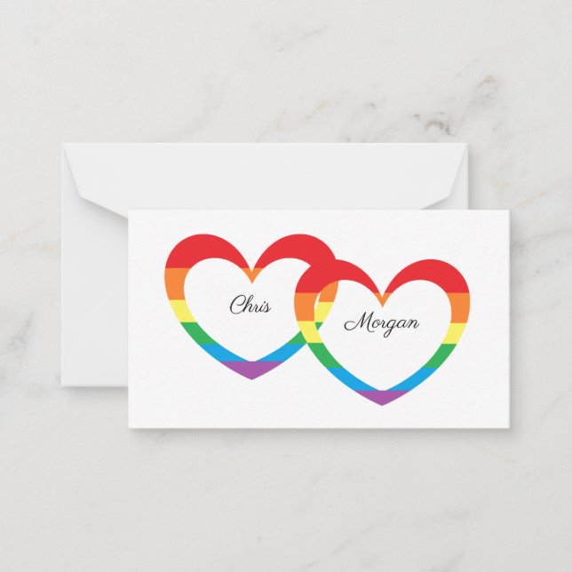 Carte De Correspondance "Rainbow Double Hearts" (Devant)