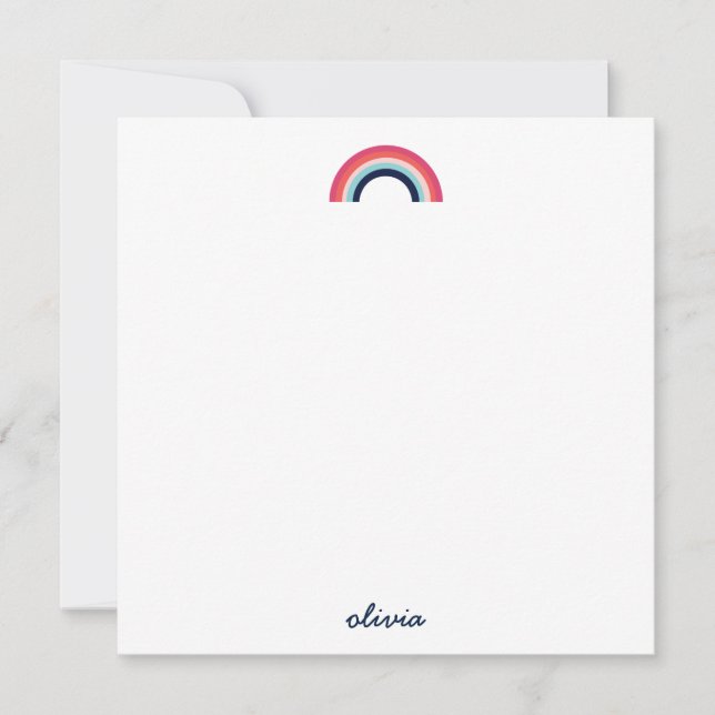Carte De Correspondance Rainbow Modern Personnalisé Nom de script bleu (Devant)