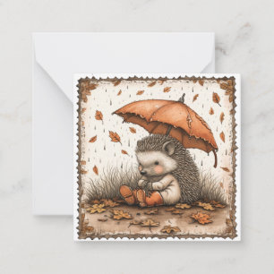 Carte De Correspondance Raindrops & Rainbows : Hedgehog Rainy