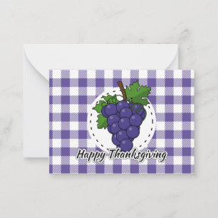 Carte De Correspondance Raisin sur carreau violet - Joyeux Thanksgiving