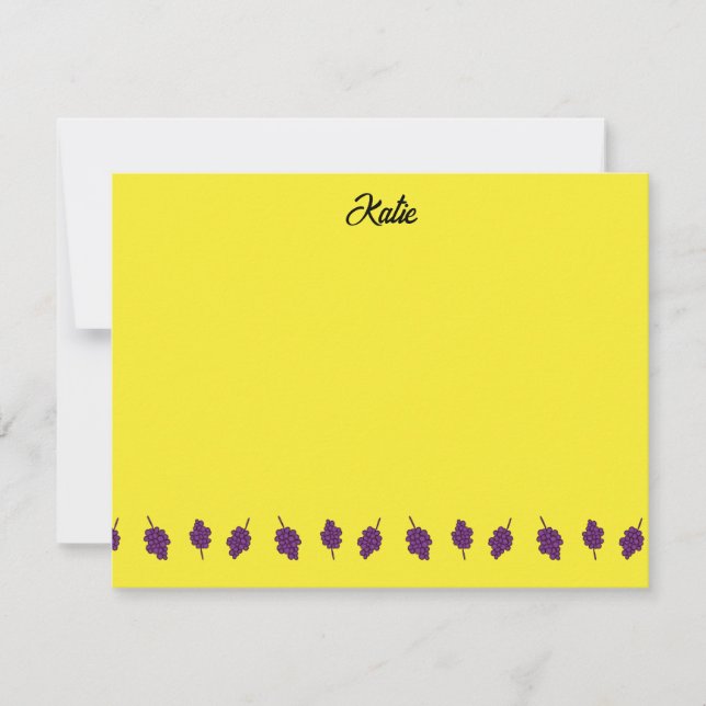 Carte De Correspondance Raisins pourpres personnalisés jaune (Devant)