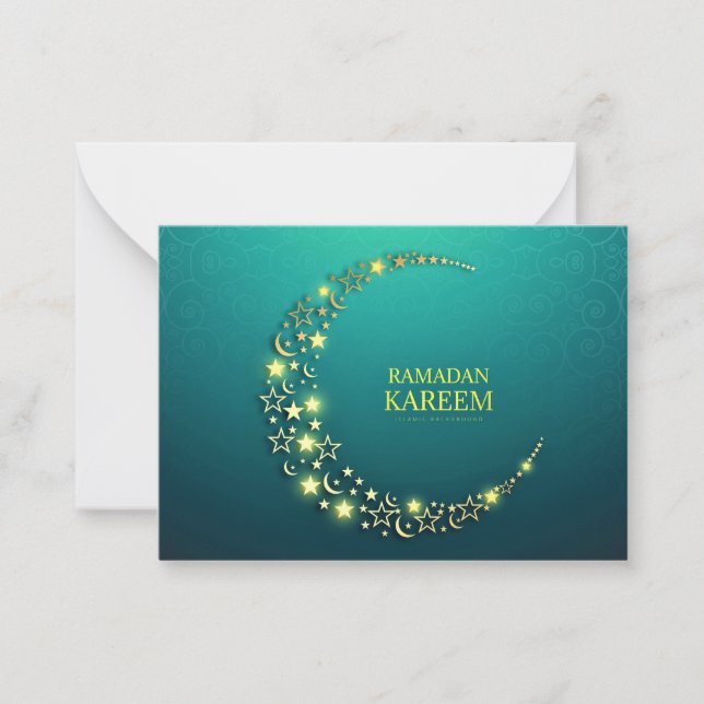 Carte De Correspondance Ramadan Kareem Croissant islamique d'or (Devant)