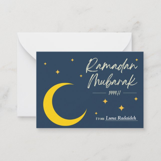 Carte De Correspondance Ramadan Moubarak| Ramadan Kareem (Devant)