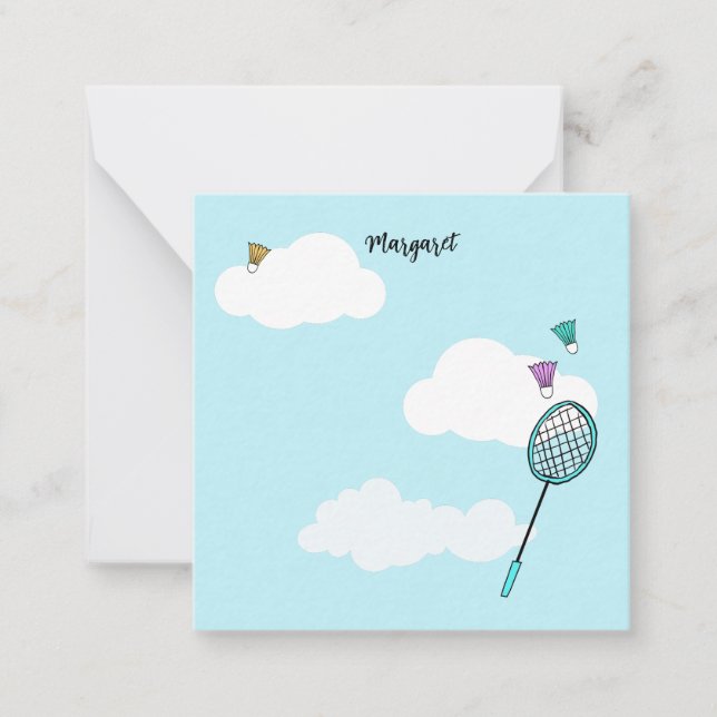Carte De Correspondance Raquettes de badminton Whimsical Birdies Personnal (Devant)