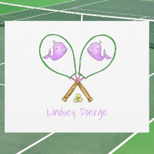 Carte De Correspondance Raquettes de tennis rose personnalisées avec couve