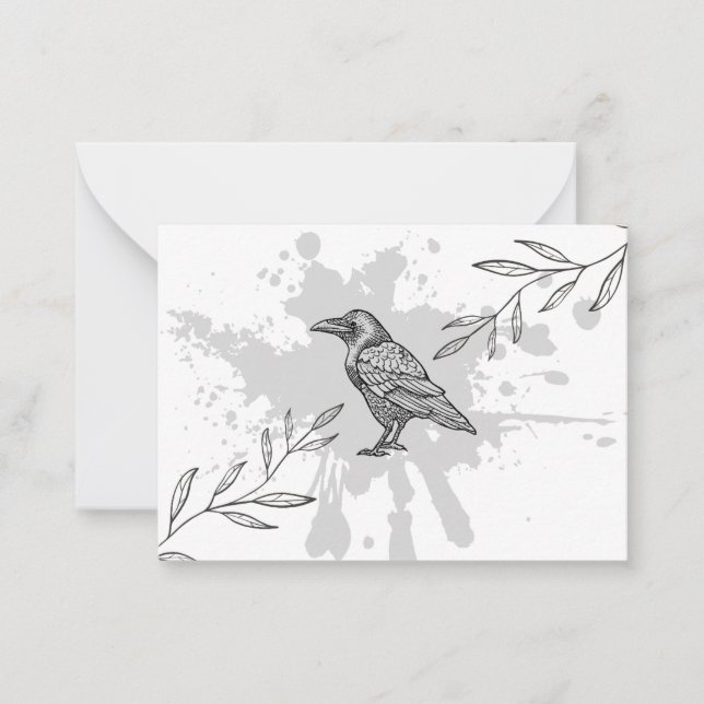 Carte de correspondance Raven Ink et Branches (Devant)