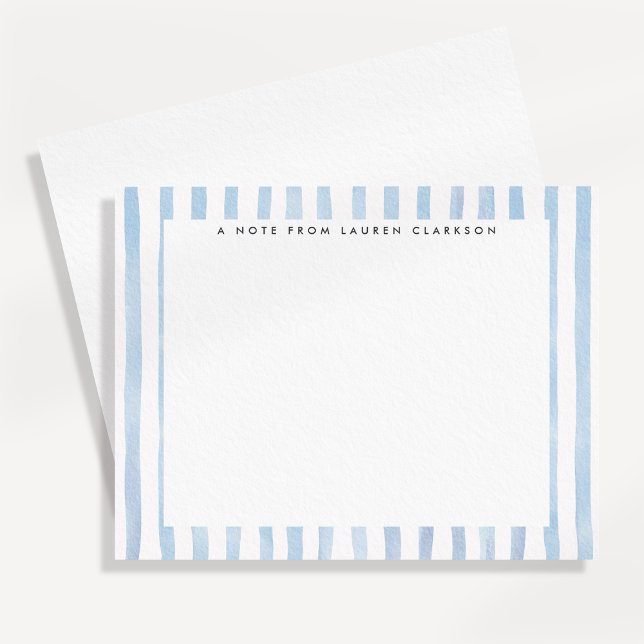 Carte de correspondance rayée aquarelle bleue (Créateur téléchargé)
