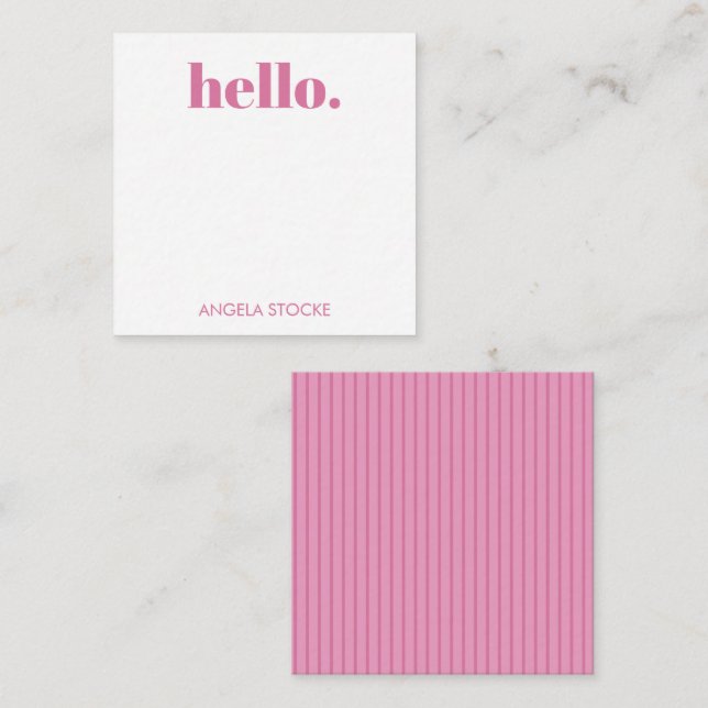Carte De Correspondance Rayure rose personnalisée (Devant / Derrière)
