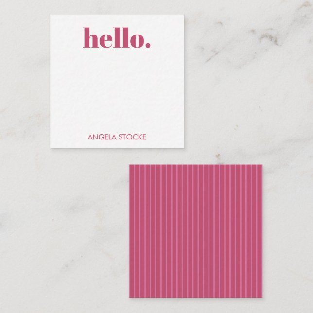 Carte De Correspondance Rayure rose personnalisée (Devant / Derrière)