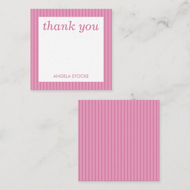 Carte De Correspondance Rayure rose personnalisée (Devant / Derrière)
