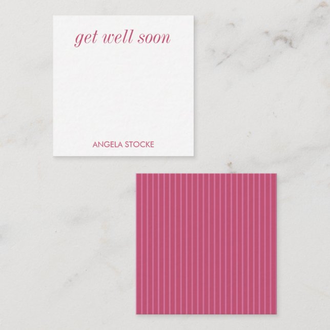 Carte De Correspondance Rayure rose personnalisée (Devant / Derrière)