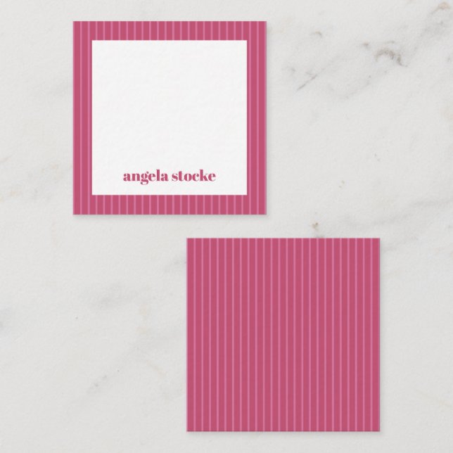 Carte De Correspondance Rayure rose personnalisée (Devant / Derrière)