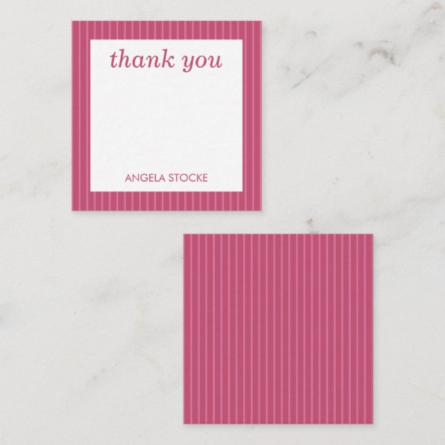 Carte De Correspondance Rayure rose personnalisée (Devant / Derrière)