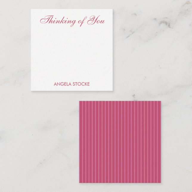 Carte De Correspondance Rayure rose personnalisée (Devant / Derrière)