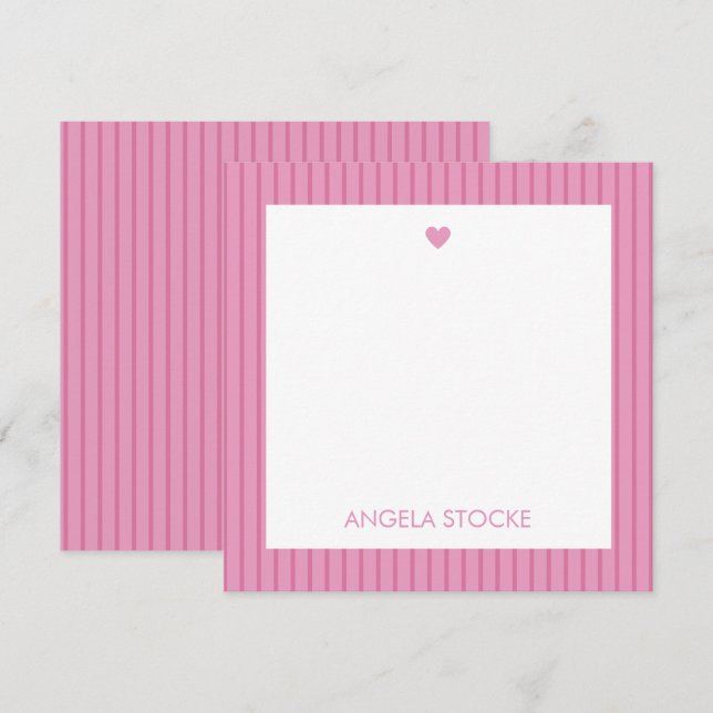Carte De Correspondance Rayure rose personnalisée (Devant / Derrière)