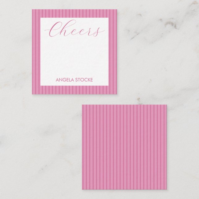 Carte De Correspondance Rayure rose personnalisée (Devant / Derrière)