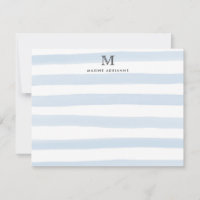 Rayures Monogramme Bébé Bleu Aquarelle Moderne Chi