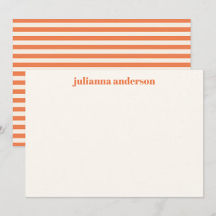Carte De Correspondance Rayures orange gras modernes nom personnalisé