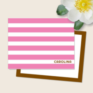 Carte De Correspondance Rayures Prépa Rose et Marron Mignon Féminin Printe