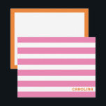 Carte De Correspondance Rayures Prépa Rose & Orange Mignonnes Féminines<br><div class="desc">Ce design prépa comprend un espace pour un nom sur le devant et beaucoup d'espace vierge pour une note au dos. Cliquez sur le bouton personnaliser si vous souhaitez déplacer/redimensionner les images et modifier davantage le texte ! Des variations de ce design, des couleurs supplémentaires, ainsi que des produits coordonnés...</div>