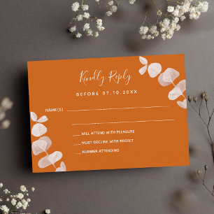 Carte De Correspondance Réaction mariage de l'eucalyptus orange brûlé RSVP