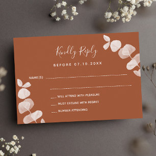 Carte De Correspondance Réaction mariage de l'eucalyptus orange brûlé RSVP