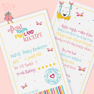 Carte De Correspondance Réception Mini Fun Tooth Fairy avec une jolie rime