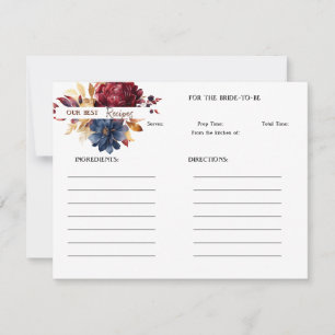 Carte De Correspondance Recette de Fête des mariées Florale de vin de la M